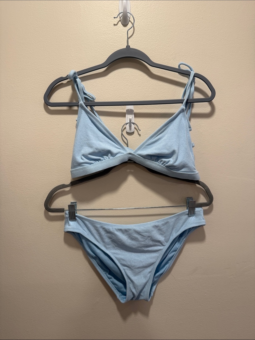 Xhilaration Light Blue Tie-Shoulder Triangle Bikini Set